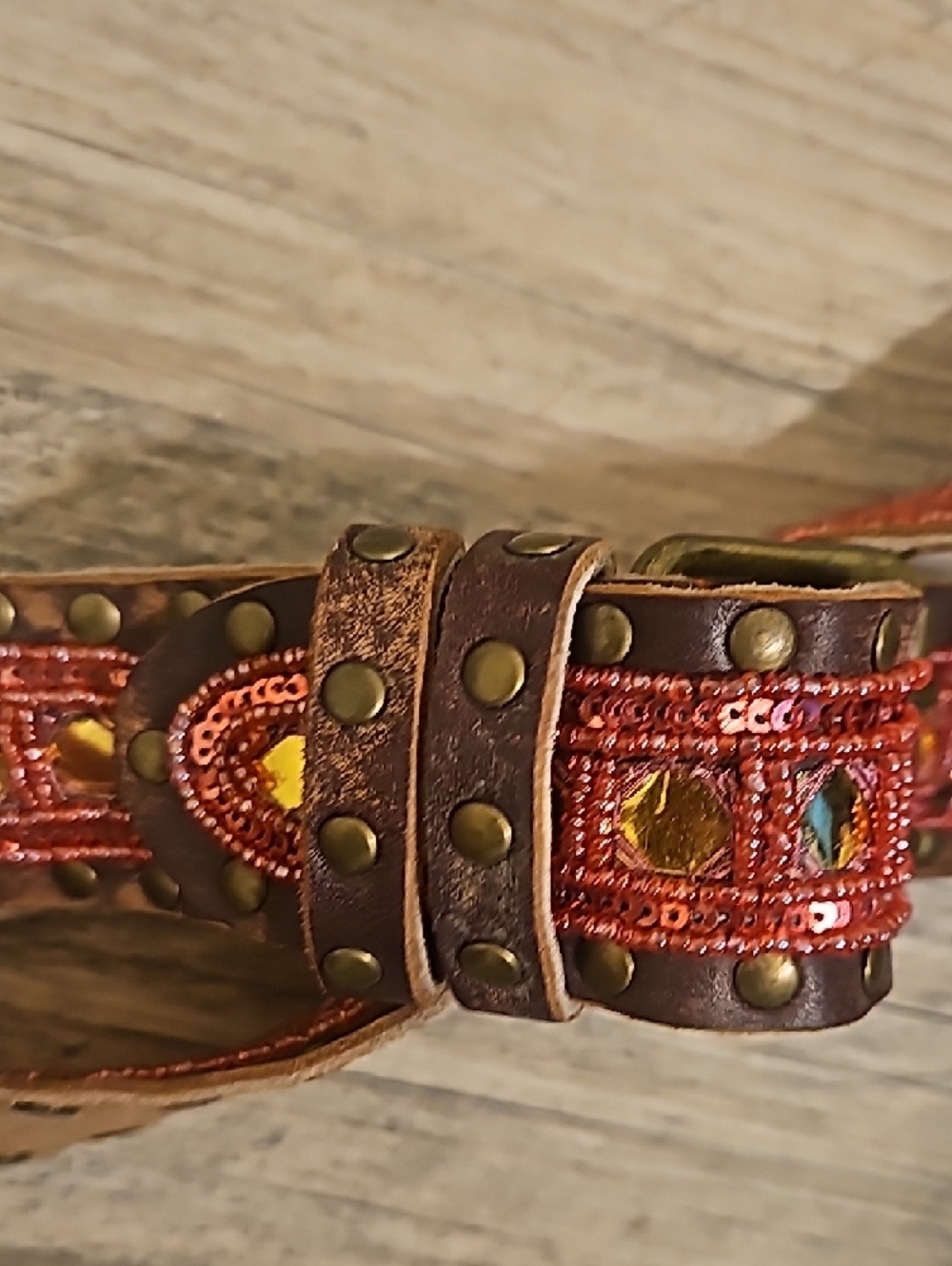 Betsey Johnson Red and Gold Embellished Women's Belt - Picture 3 of 5